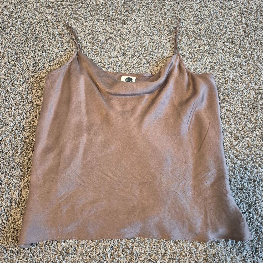 Floreat Anthropologie Sleeveless %100 Silk Top Cami Classic Gray Women Large